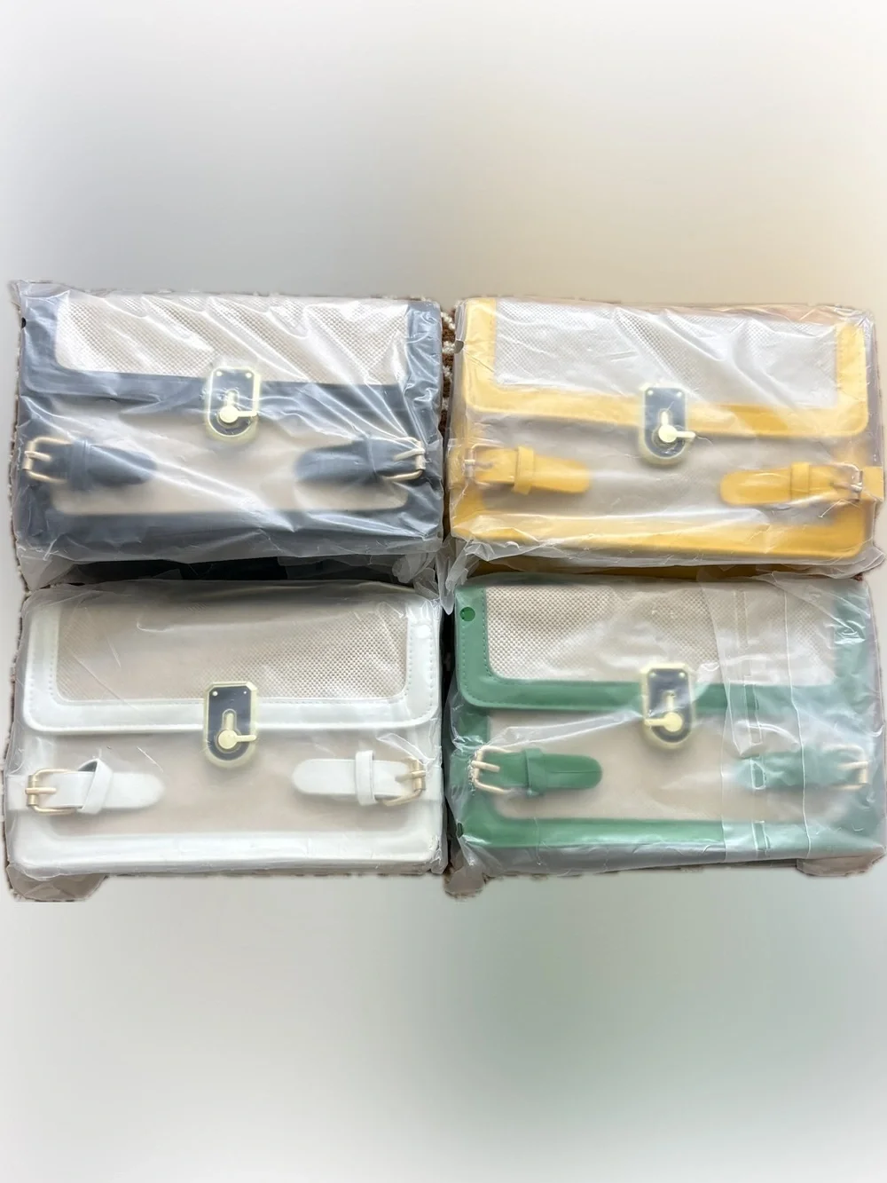 NWOT 4pcs Canvas Crossbody Bag with Color Trim Green, Yellow, Black, White (Set)